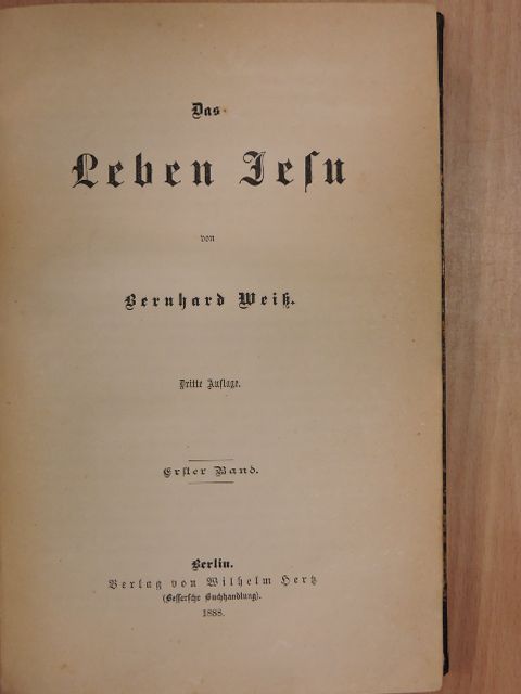 Bernhard Weiss - Das Leben Jesu I. (gótbetűs) (töredék) [antikvár]