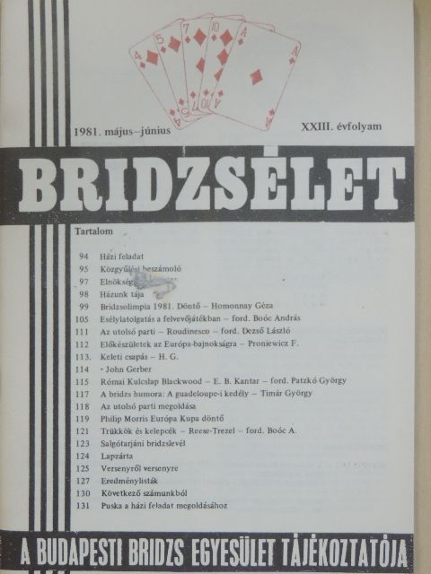 Homonnay Géza - Bridzsélet 1981. május-június [antikvár]