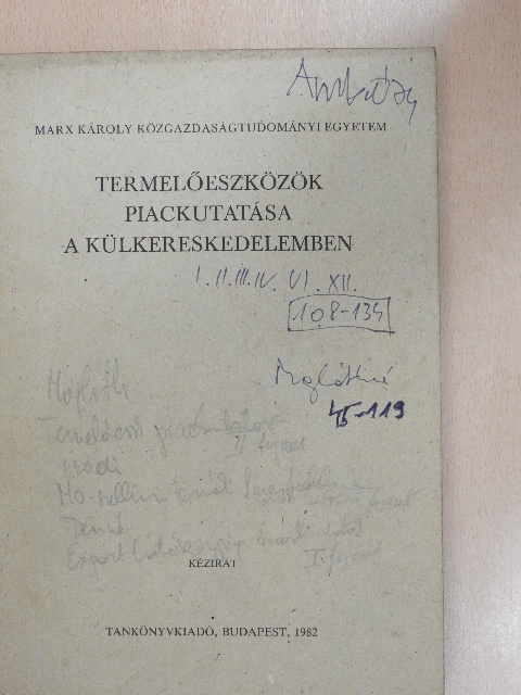 Dr. Kabai Vilmos - Termelőeszközök piackutatása a külkereskedelemben [antikvár]