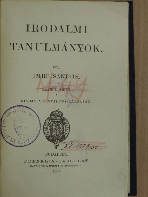 Imre Sándor - Irodalmi tanulmányok II. (töredék) [antikvár]