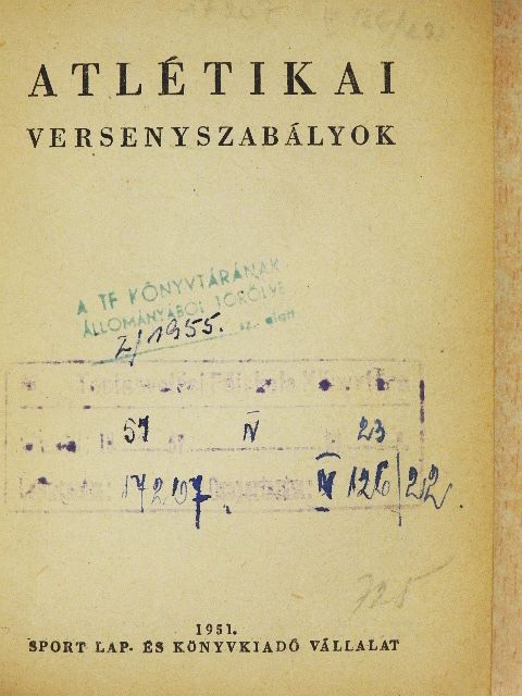 Atlétikai versenyszabályok [antikvár]