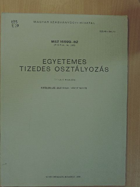 Egyetemes tizedes osztályozás 9. [antikvár]