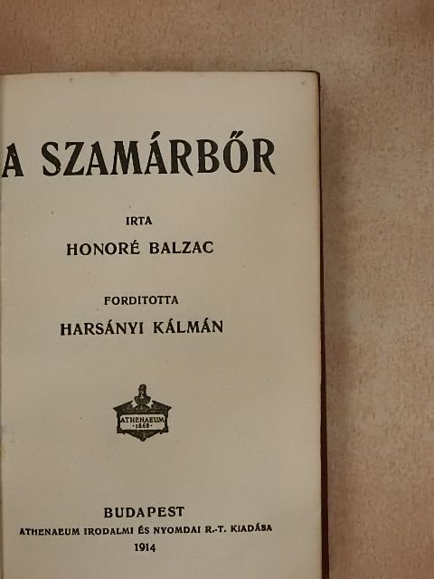 Honoré Balzac - A szamárbőr [antikvár]
