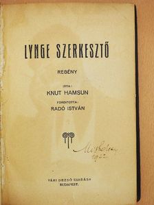 Knut Hamsun - Lynge szerkesztő [antikvár]