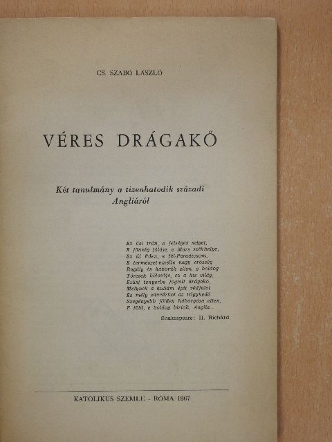 Cs. Szabó László - Véres drágakő [antikvár]