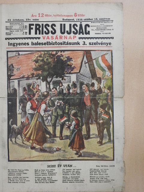 Dutka Ákos - Friss Ujság Vasárnap 1938. október 16. [antikvár]