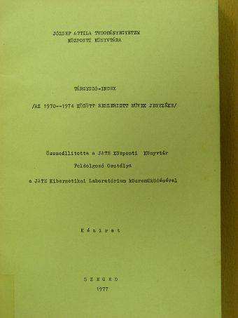 Tárgyszó-index [antikvár]