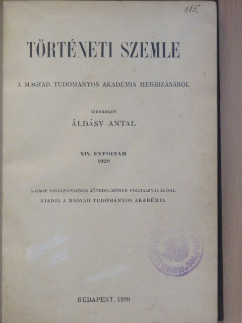 Csóka Lajos - Történeti Szemle 1929. [antikvár]