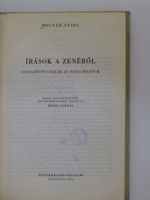 Molnár Antal - Írások a zenéről [antikvár]