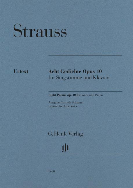 STRAUSS RICHARD - ACHT GEDICHTE OP.10 FÜR SINGSTIMME UND KLAVIER. AUSG. FÜR TIEFE STIMME
