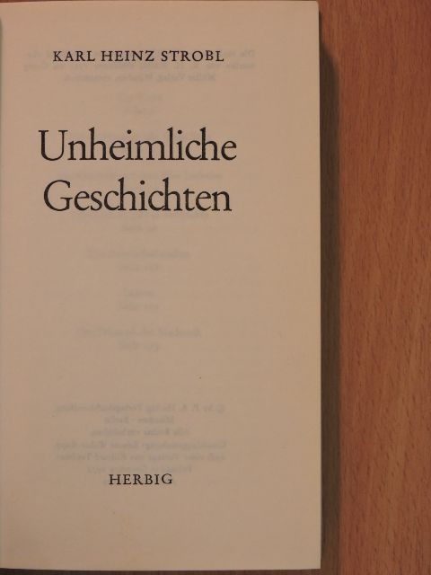 Karl Heinz Strobl - Unheimliche Geschichten [antikvár]