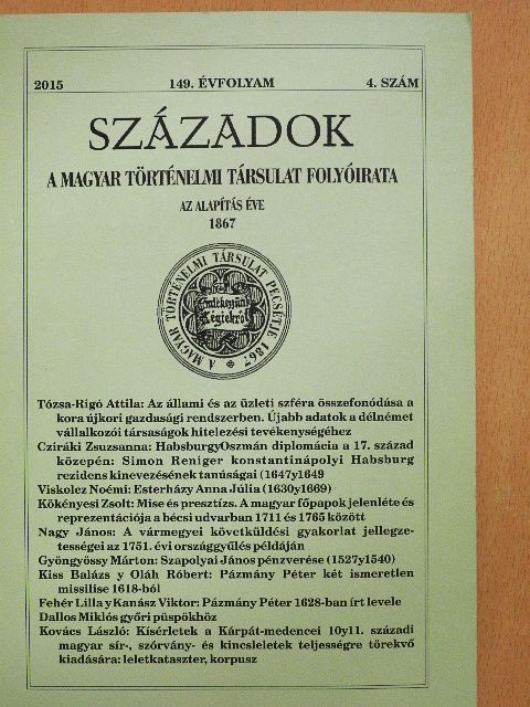 Baráth Magdolna - Századok 2015/4. [antikvár]