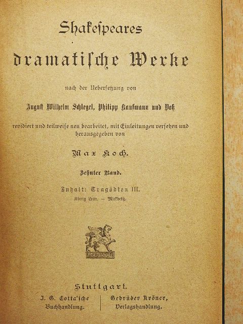 Shakespeare - Shakespeares dramatische Werke 10. (gótbetűs)  [antikvár]