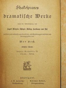 Shakespeare - Shakespeares dramatische Werke 10. (gótbetűs)  [antikvár]