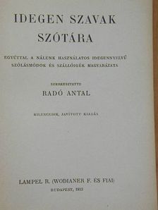 Idegen szavak szótára [antikvár]