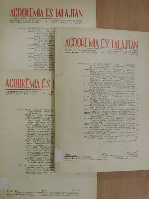 A. Agboola - Agrokémia és talajtan 1970/1-4. [antikvár]