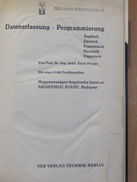 Prof. Dr. Erich Bürger - Datenerfassung - Programmierung [antikvár]