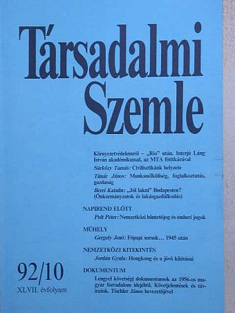 Berei Katalin - Társadalmi Szemle 1992. október [antikvár]