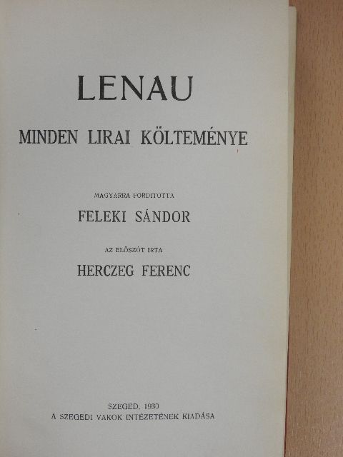 Nikolaus Lenau - Lenau minden lirai költeménye [antikvár]
