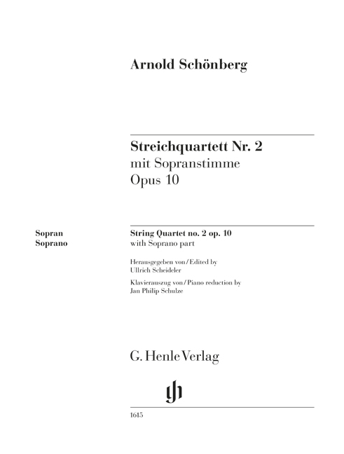 SCHÖNBERG - STREICHQUARTETT NR.2 MIT SOPRANSTIMME OP.10, KLAVIERAUSZUG