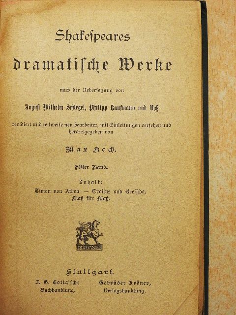 Shakespeare - Shakespeares dramatische Werke 11. (gótbetűs)  [antikvár]