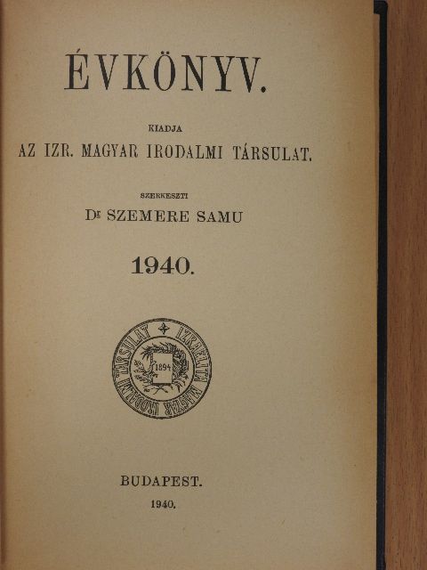 Berend László - Évkönyv 1940. [antikvár]