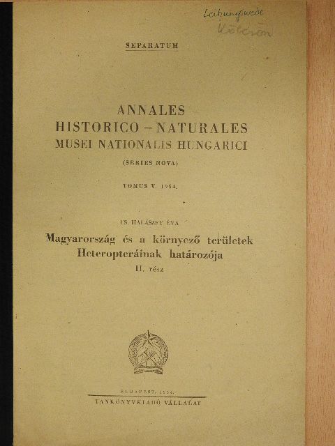 Cs. Halászfy Éva - Magyarország és a környező területek Heteropteráinak határozója II. [antikvár]
