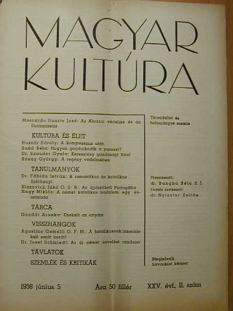 Agostino Gemelli - Magyar Kultúra 1938. június 5. [antikvár]