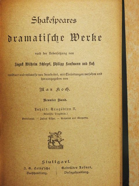 Shakespeare - Shakespeares dramatische Werke 9. (gótbetűs)  [antikvár]