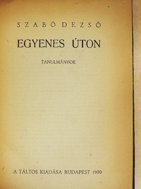 Szabó Dezső - Egyenes úton [antikvár]