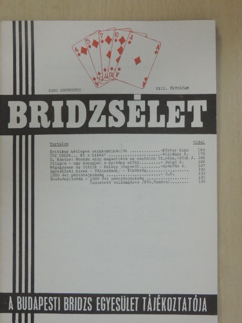 Gyárfás András - Bridzsélet 1980. augusztus [antikvár]