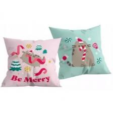 Pusheen: Karácsonyi díszpárna - 40 x 40 cm, kétoldalú