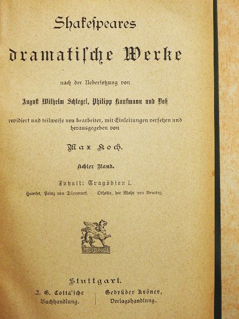 Shakespeare - Shakespeares dramatische Werke 8. (gótbetűs)  [antikvár]