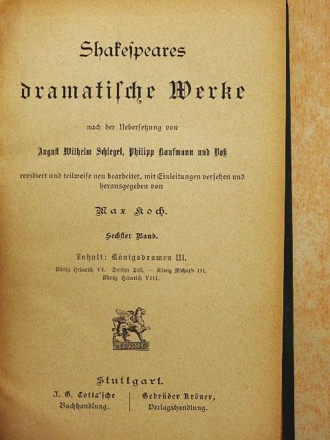 Shakespeare - Shakespeares dramatische Werke 6. (gótbetűs)  [antikvár]