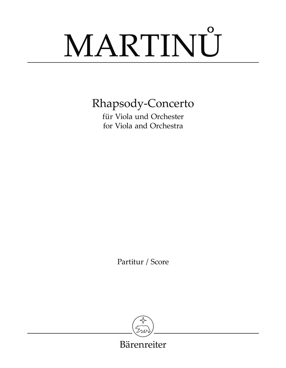 MARTINU - RHAPSODY-CONCERTO FÜR VIOLA UND ORCHESTRA, KLAVIERAUSZUG