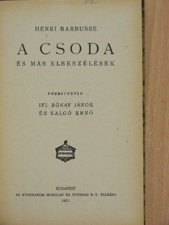 Henri Barbusse - A csoda és más elbeszélések [antikvár]