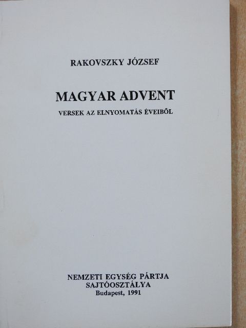 Rakovszky József - Magyar Advent (dedikált példány) [antikvár]