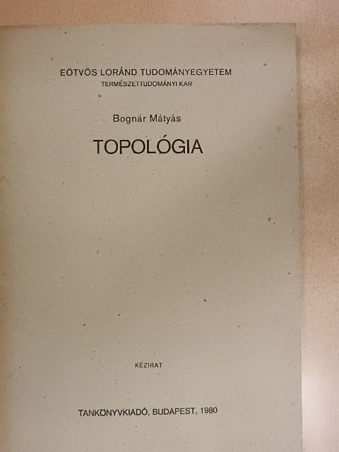 Bognár Mátyás - Topológia [antikvár]