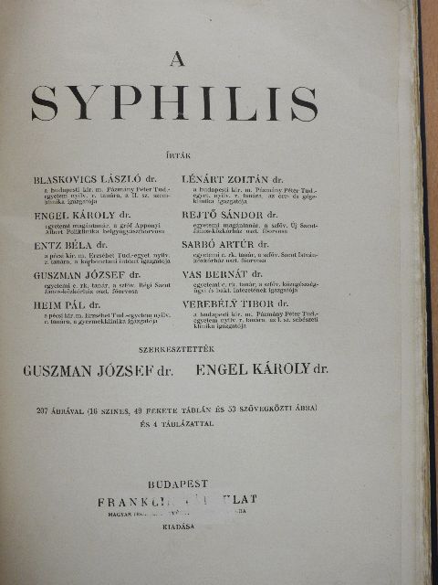 Dr. Blaskovics László - A syphilis [antikvár]