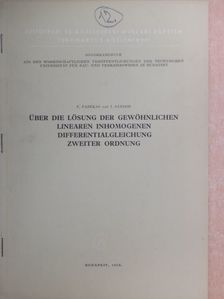 F. Fazekas - Über die Lösung der Gewöhnlichen Linearen Inhomogenen Differentialgleichung Zweiter Ordnung [antikvár]
