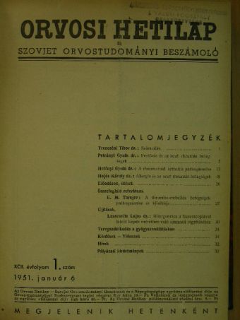 Orvosi Hetilap 1951. I. (Fél évfolyam) [antikvár]