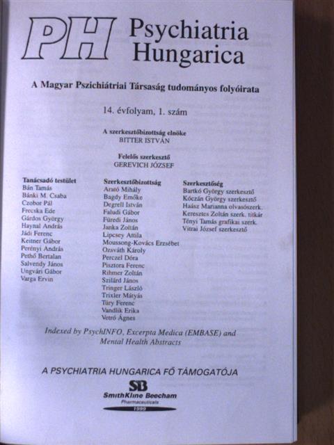 Csorba József - Psychiatria Hungarica 1999/1-6. [antikvár]