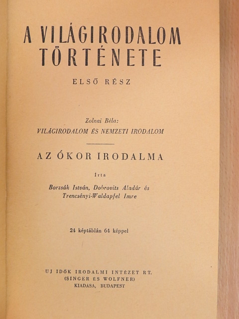 Borzsák István - A világirodalom története I. [antikvár]