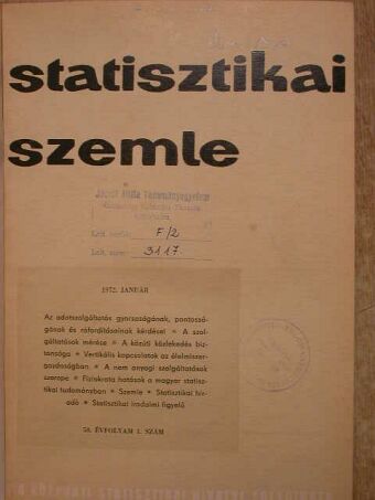 Alfonz Rabenseifer - Statisztikai Szemle 1972. (nem teljes évfolyam) [antikvár]