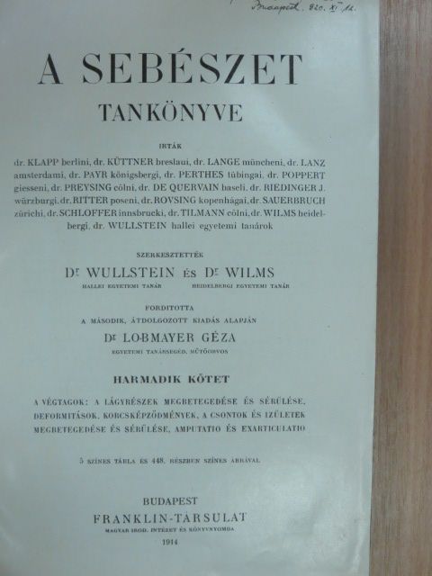 Dr. Klapp - A sebészet tankönyve III. (töredék) [antikvár]