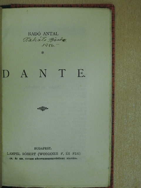 Radó Antal - Dante [antikvár]