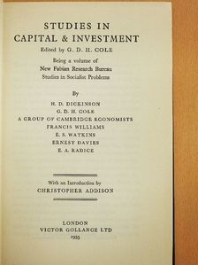Ernest Davies - Studies in Capital & Investment [antikvár]