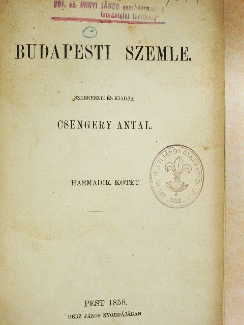 Benedek József - Budapesti Szemle 3. kötet 7-10. szám [antikvár]