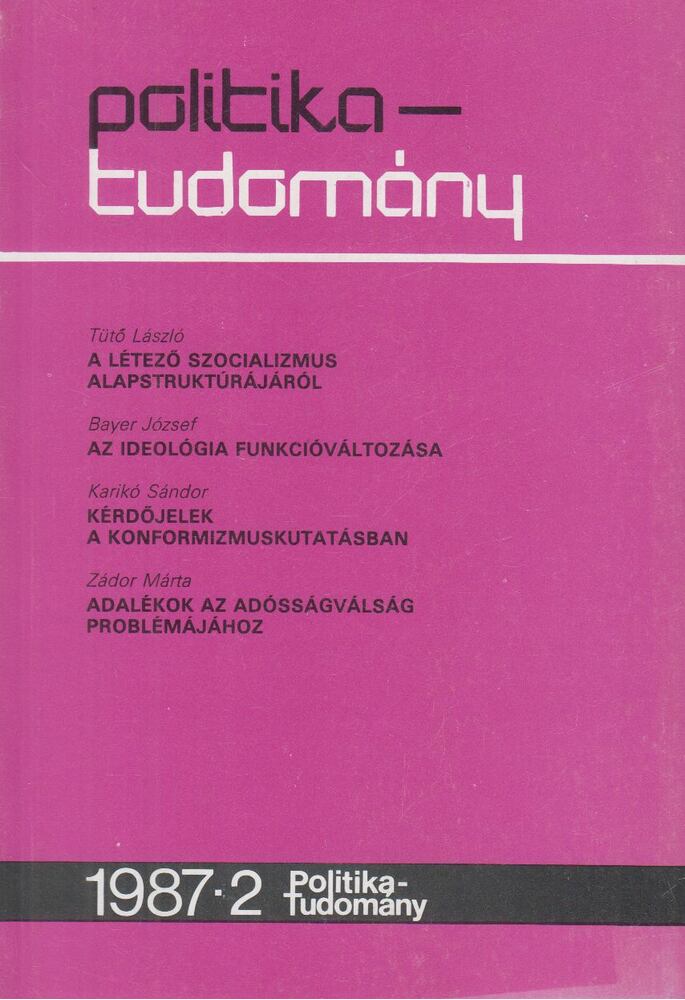 Tomori Lajos - Politika-tudomány 1987/2. [antikvár]