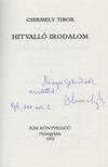 Csermely Tibor - Hitvalló irodalom (Dedikált) [antikvár]